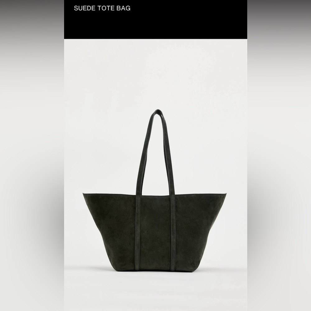 Elegant Olive Color Suede Tote Bag